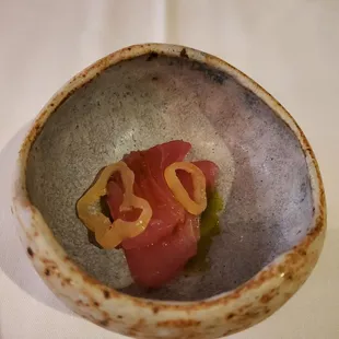 a bowl of food on a table