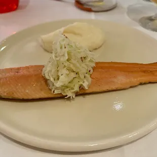 Smoked Trout with apple cabbage slaw and whipped potato