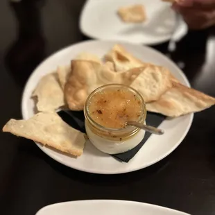 Goat cheese and honey appetizer, get this!!  So delicious