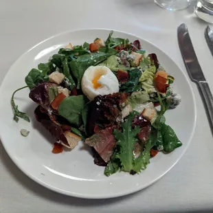 Mixed Greens, Bacon, Blue Cheese, Croutons, Soft-Boiled Egg