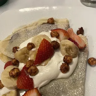 Nutella strawberry and banana crepes