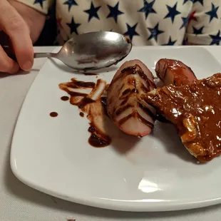 Brandy Poached Pear, Chocolate Drizzle