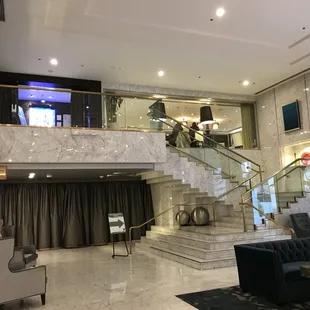 Exterior of Restaurant Anzu from the second floor lobby of the Hotel Nikko in San Francisco.