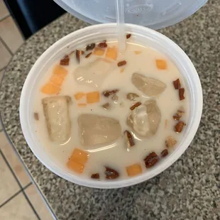 Horchata, with pecans and cantaloupe. So good!! Best horchata outside of MX! Horchata con nuez y melón. Riquísima!!