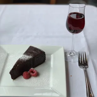 Flourless chocolate cake, 10 year port.