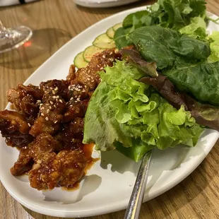 Korean Fried Chicken Lettuce Wraps