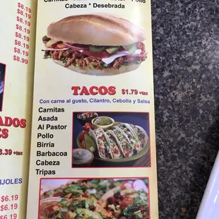 menu