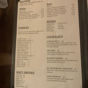 Drink  menu