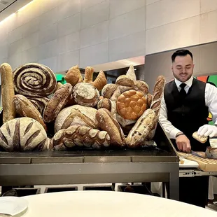 a large pile of bread