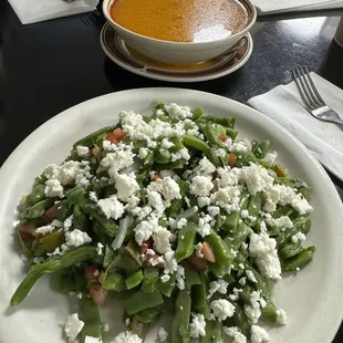 Catus salad and chicken soup