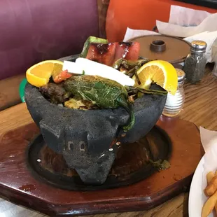 El molcajete meal// you can definitely taste the orange in the chicken giving it an amazing delicious flavor