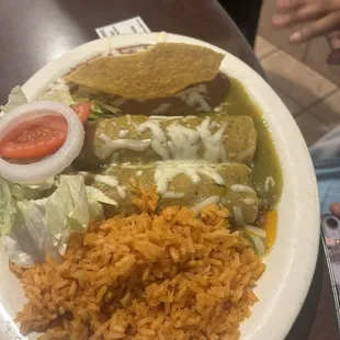 Beef enchiladas with green sauce