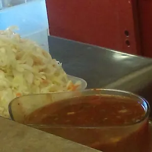 Pickled cabbage and salsa refills