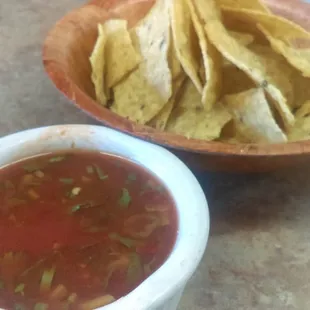 Complimentary chips and salsa.