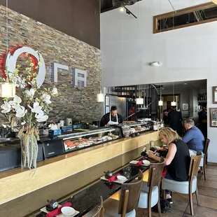 interior, sushi and sashimi