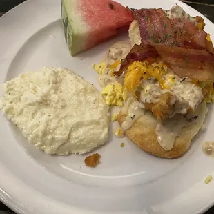 Mississippi River Biscuit Grits Fresh Fruit