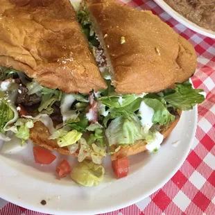 Tortas Asada. Lots of flavor here, with a unique sweet bread.