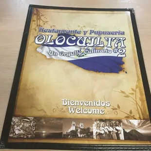 a menu for a restaurant