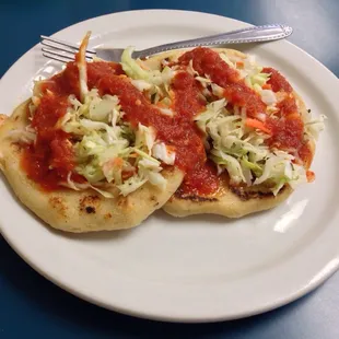 Two "Mixta" Pupusas.