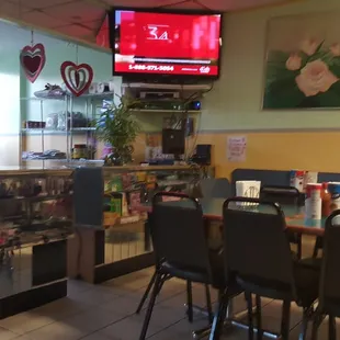 a view of the dining area
