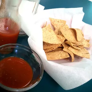 REALLY crispy chips and so-so spicy salsa