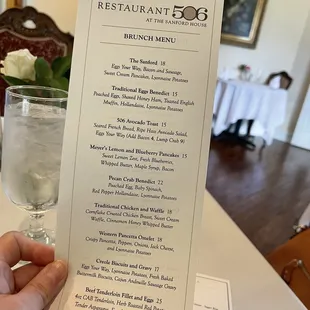 Brunch menu