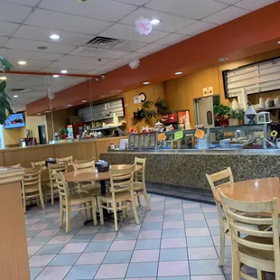 The inside of the restaurant.