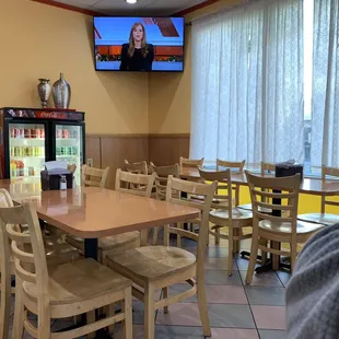 The inside of the restaurant.