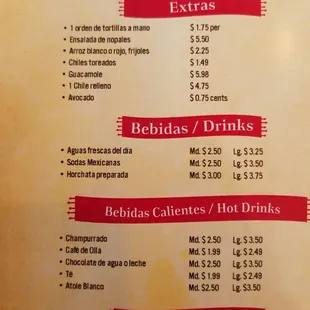 menu