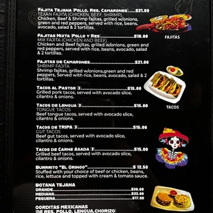 mexican food menu