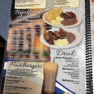 a menu for breakfast