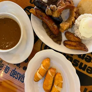 Tequeños and Bandeja Paisa