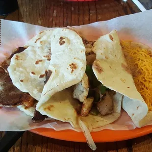 Pork Chop Taco, Chicken Fajita, and Bean &amp; Cheese