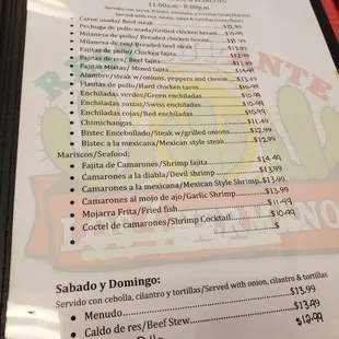 menu