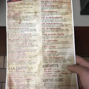 a menu for a mexican restaurant