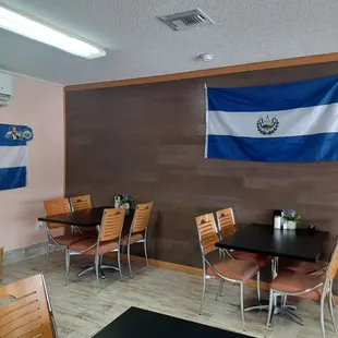 tables and chairs in a restaurant