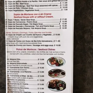 a menu for a mexican restaurant