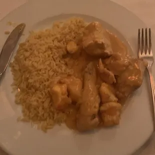 Chicken and lobster with saffron rice