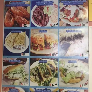 a variety of food items