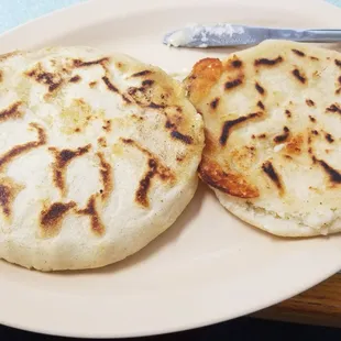 Pupusa with crispy cheese on the outside