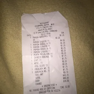 This is my receipt from today