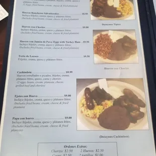 Breakfast menu
