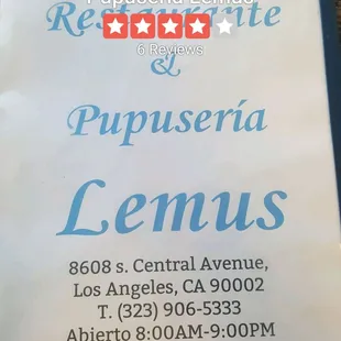 Lemus menu