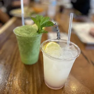 two drinks on a table