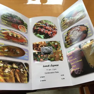 a menu for a restaurant