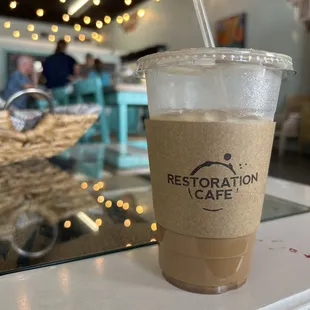 Banana chai latte in the lounge