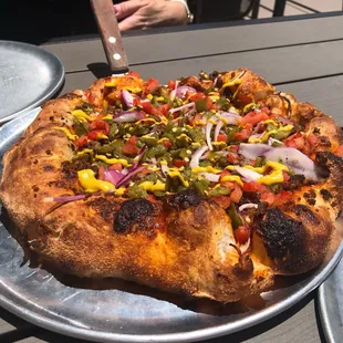 Absolutely delicious green Chile cheeseburger pizza!  Dough was exceptional also!