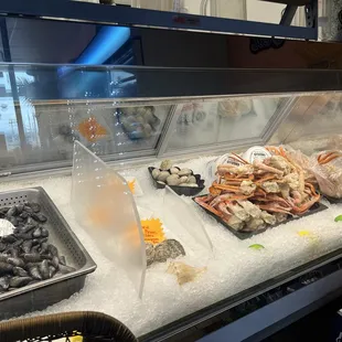 a variety of seafoods