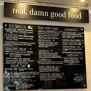 Good menu looked interesting