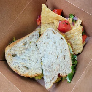 Chickpea Salad Sandwich with side of Chips